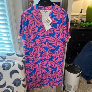 Vibrant Pink and Blue Floral Dress